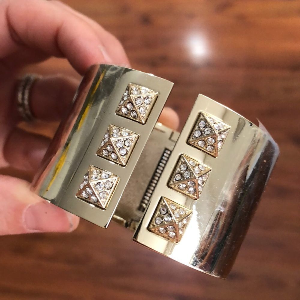 NEW Victoria’s Secret gold wide studded cuff bracelet.